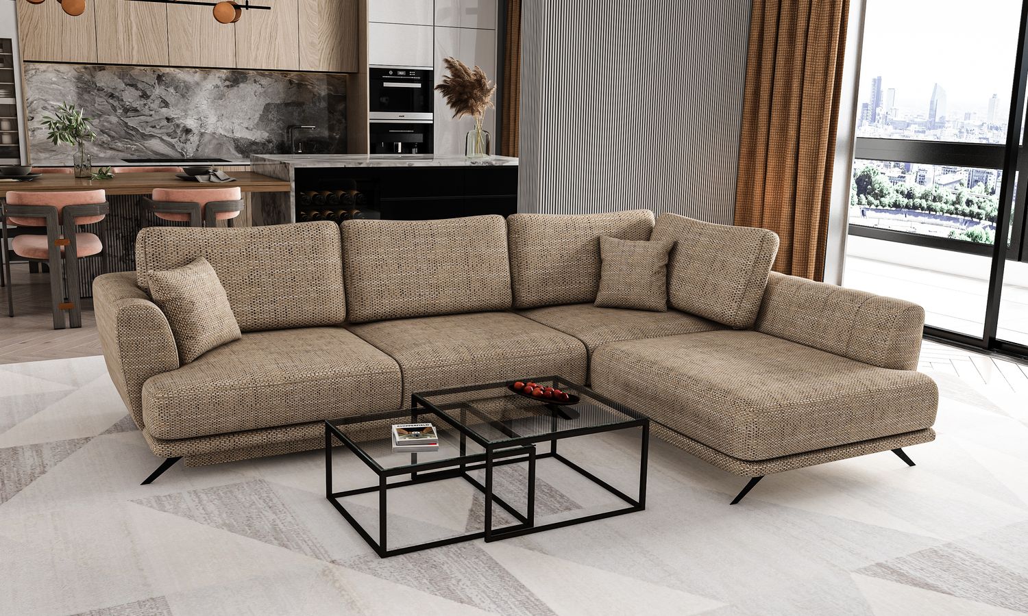 Corner Sleeper Sofa Larde 66 | size: Width: 276cm, Height: 90cm, Depth: 191cm | color: Marte | image: 1 | variant: 1014881