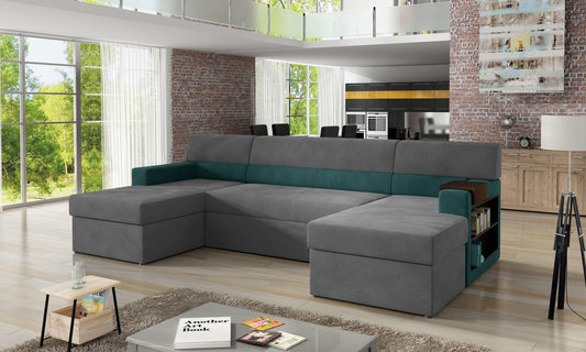 Corner Sleeper Sofa Leicester 22 | size: Width: 314cm, Height: 86cm, Depth: 57cm | color: Mat/Velvet | image: 1 | variant: 1017031