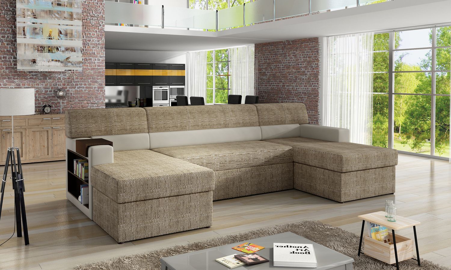 Corner Sleeper Sofa Leicester 8 | size: Width: 314cm, Height: 86cm, Depth: 57cm | color: Berlin/Soft | image: 1 | variant: 1017017