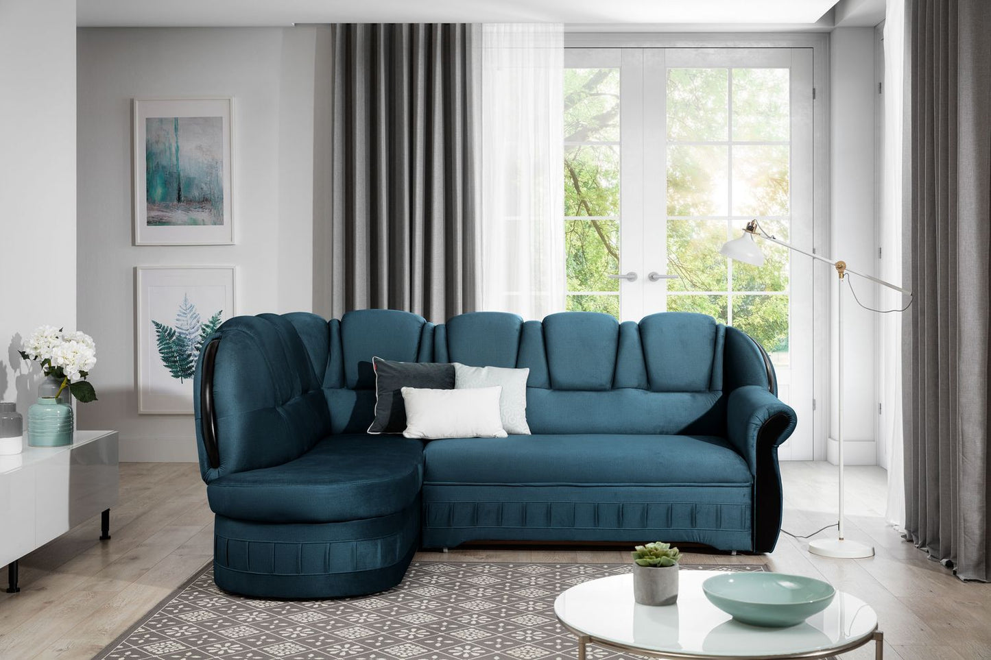 Corner Sleeper Sofa Lord 18 | size: Width: 243cm, Height: 105cm, Depth: 180cm | color: Blue | image: 1 | variant: 1015750