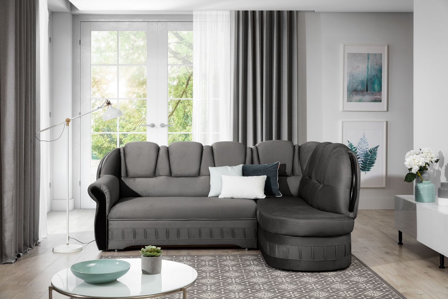 Corner Sleeper Sofa Lord 25 | size: Width: 243cm, Height: 105cm, Depth: 180cm | color: Nube | image: 1 | variant: 1015757
