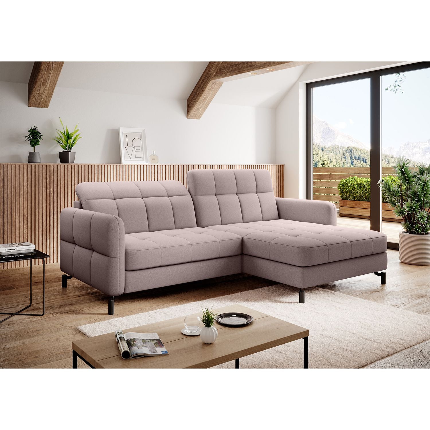 Corner Sleeper Sofa Lorelle 12 | size: Width: 225cm, Height: 105cm, Depth: 160cm | color: Omega | image: 1 | variant: 1015989