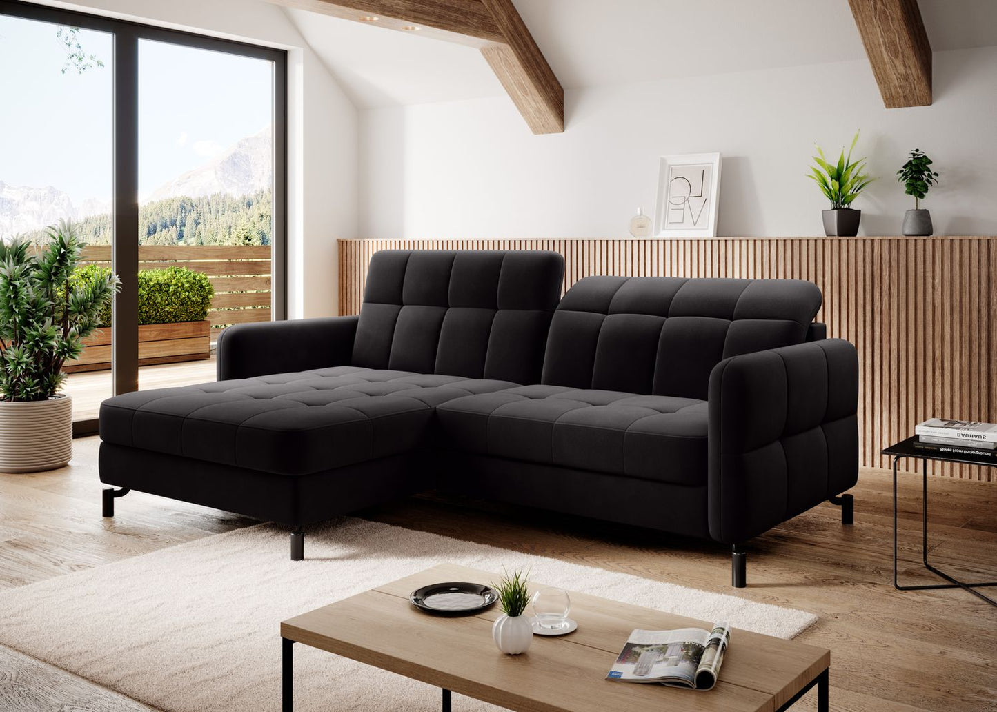 Corner Sleeper Sofa Lorelle 53 | size: Width: 225cm, Height: 105cm, Depth: 160cm | color: Mat/Velvet | image: 1 | variant: 1016030