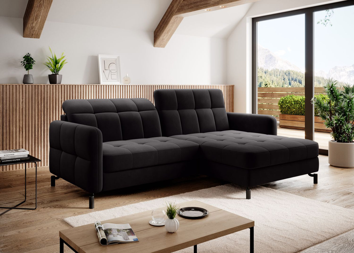 Corner Sleeper Sofa Lorelle 8 | size: Width: 225cm, Height: 105cm, Depth: 160cm | color: Mat/Velvet | image: 1 | variant: 1015985