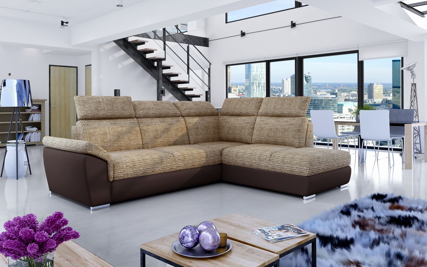 Corner Sleeper Sofa Loreto 15 | size: Width: 260cm, Height: 102cm, Depth: 60cm | color: Berlin/Soft | image: 1 | variant: 1015904