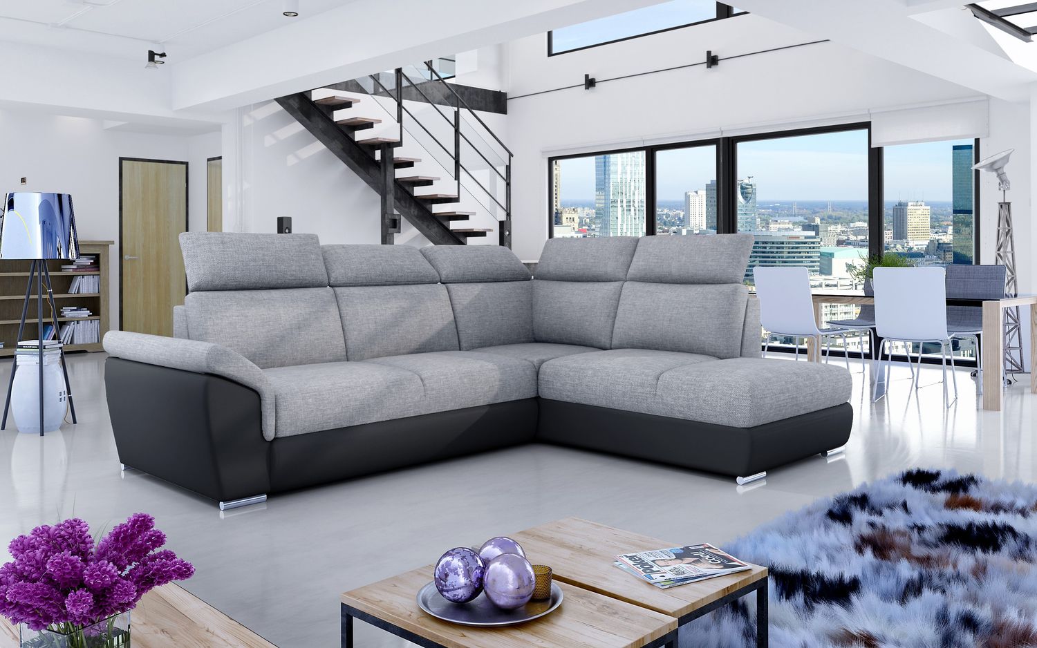 Corner Sleeper Sofa Loreto 27 | size: Width: 260cm, Height: 102cm, Depth: 60cm | color: Sawana/Soft | image: 1 | variant: 1015916