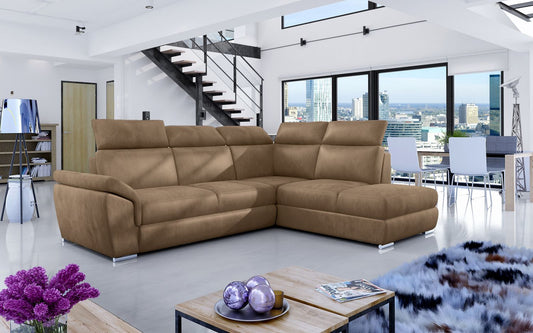 Corner Sleeper Sofa Loreto 5 | size: Width: 260cm, Height: 102cm, Depth: 60cm | color: Beige | image: 1 | variant: 1015894