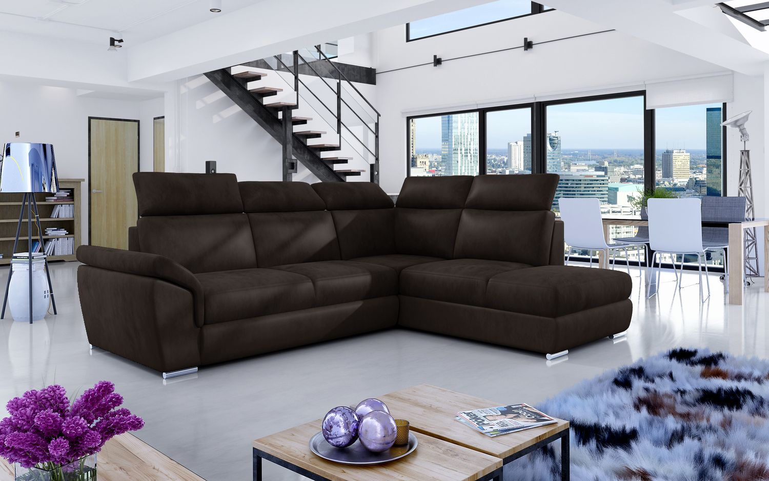 Corner Sleeper Sofa Loreto 6 | size: Width: 260cm, Height: 102cm, Depth: 60cm | color: Monolith | image: 1 | variant: 1015895