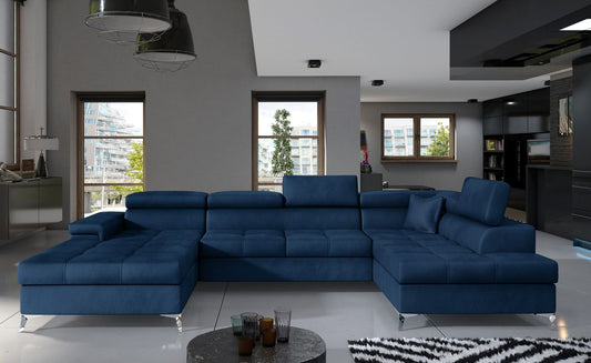 Corner Sleeper Sofa Ludlow 33 | size: Width: 345cm, Height: 90cm, Depth: 60cm | color: Blue | image: 1 | variant: 1016417