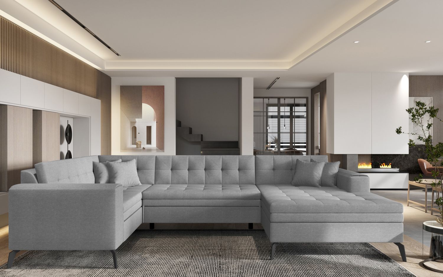 Corner Sleeper Sofa Montez 17 | size: Width: 340cm, Height: 93cm, Depth: 180cm | color: Flores | image: 1 | variant: 1014916