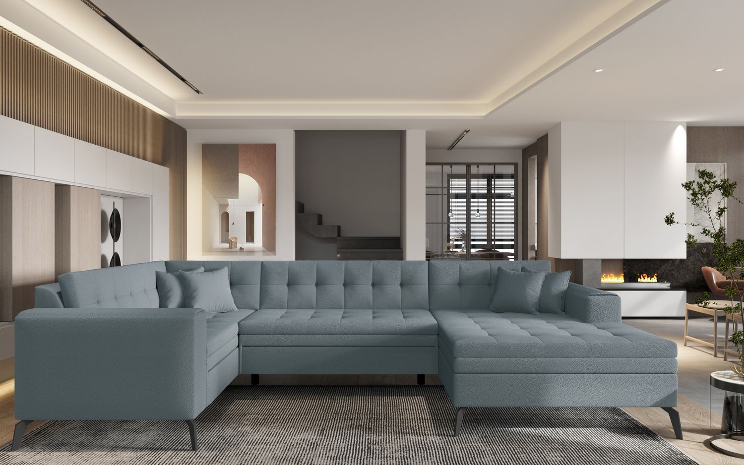 Corner Sleeper Sofa Montez 20 | size: Width: 340cm, Height: 93cm, Depth: 180cm | color: Savoi | image: 1 | variant: 1014919