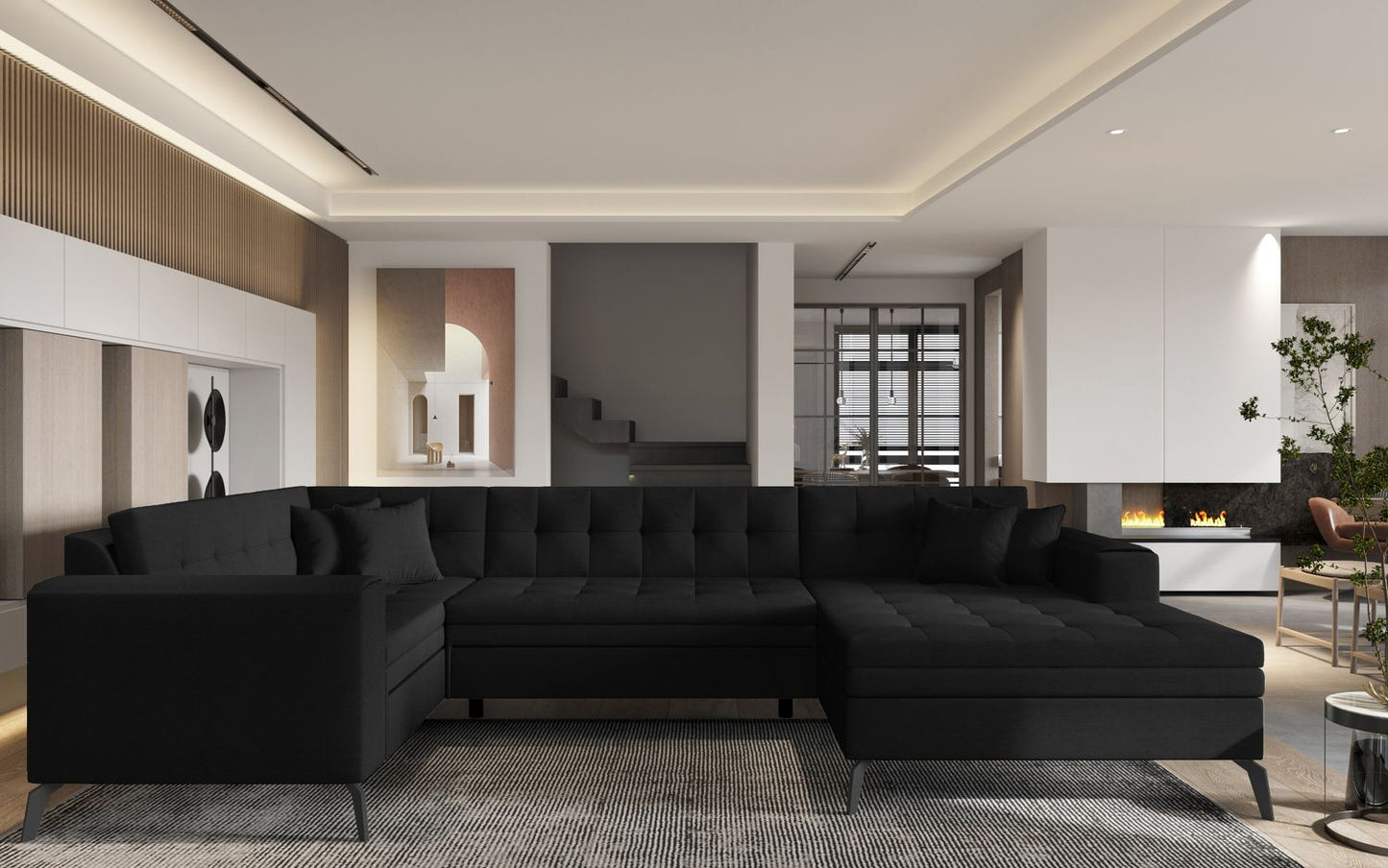 Corner Sleeper Sofa Montez 21 | size: Width: 340cm, Height: 93cm, Depth: 180cm | color: Flores | image: 1 | variant: 1014920