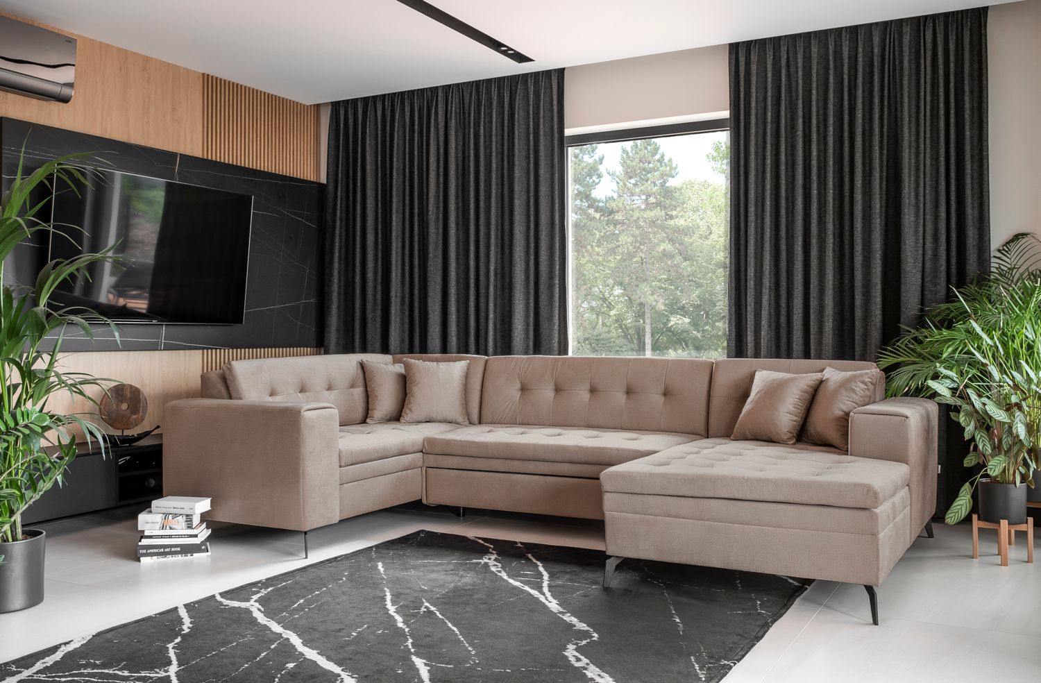 Corner Sleeper Sofa Montez 24 | size: Width: 340cm, Height: 93cm, Depth: 180cm | color: Nube | image: 1 | variant: 1014923
