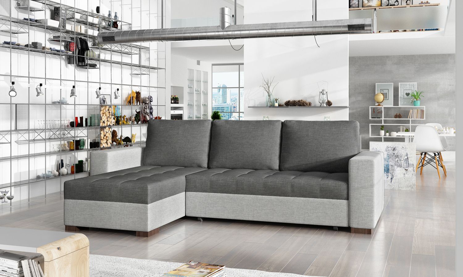 Corner Sleeper Sofa Newark 15 | size: Width: 237cm, Height: 90cm, Depth: 57cm | color: Sawana | image: 1 | variant: 1016174