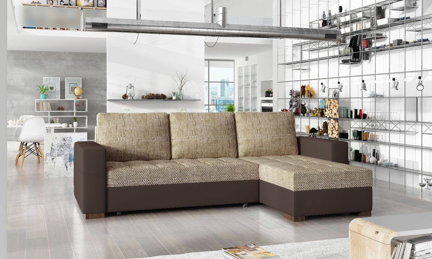 Corner Sleeper Sofa Newark 17 | size: Width: 237cm, Height: 90cm, Depth: 57cm | color: Berlin/Soft | image: 1 | variant: 1016176
