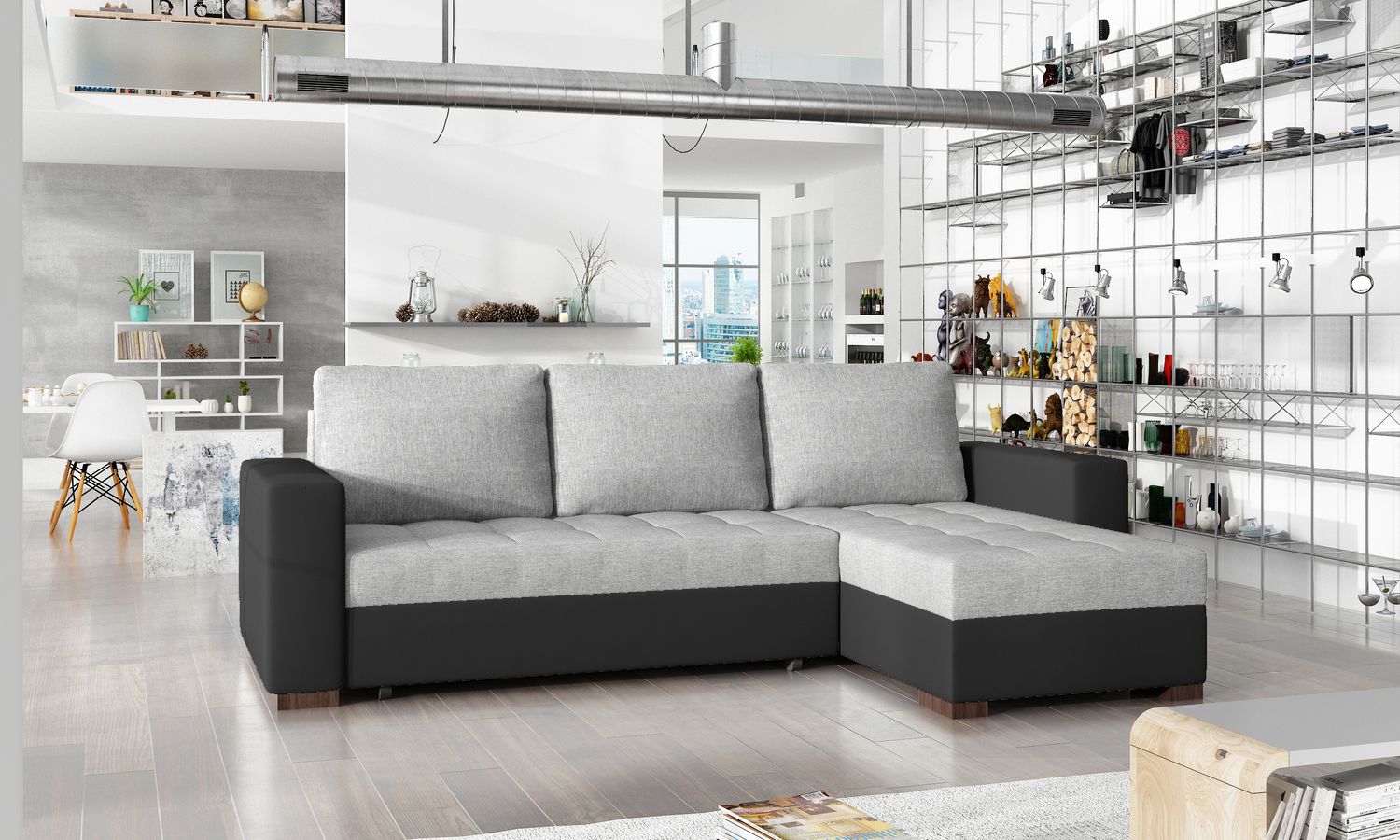 Corner Sleeper Sofa Newark 24 | size: Width: 237cm, Height: 90cm, Depth: 57cm | color: Sawana/Soft | image: 1 | variant: 1016183