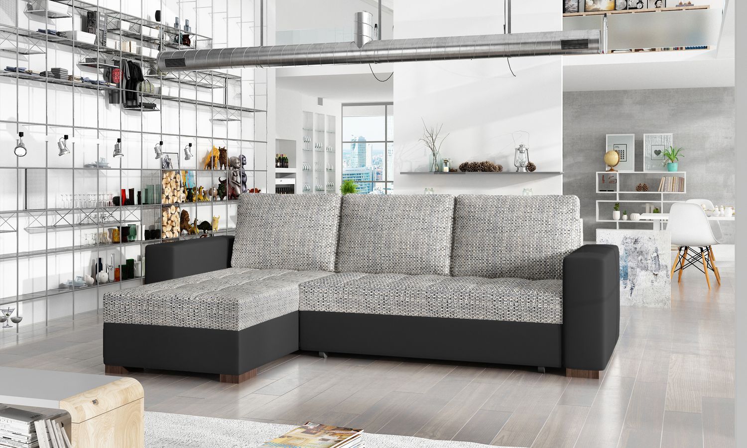 Corner Sleeper Sofa Newark 8 | size: Width: 237cm, Height: 90cm, Depth: 57cm | color: Berlin/Soft | image: 1 | variant: 1016167