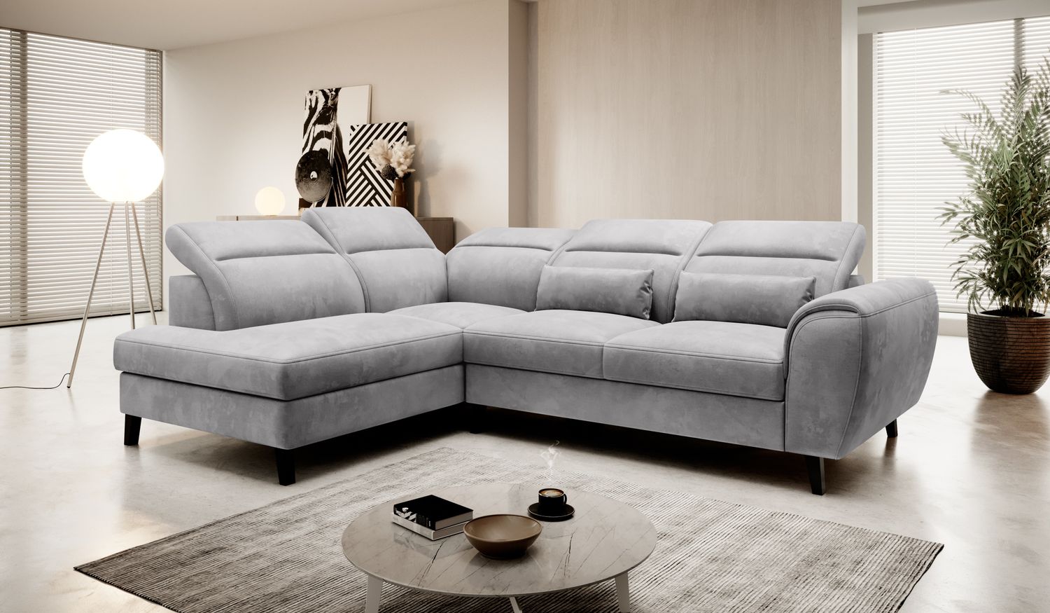 Corner Sleeper Sofa Noble 1 | size: Width: 255cm, Height: 100cm, Depth: 201cm | color: Nube | image: 1 | variant: 1015052