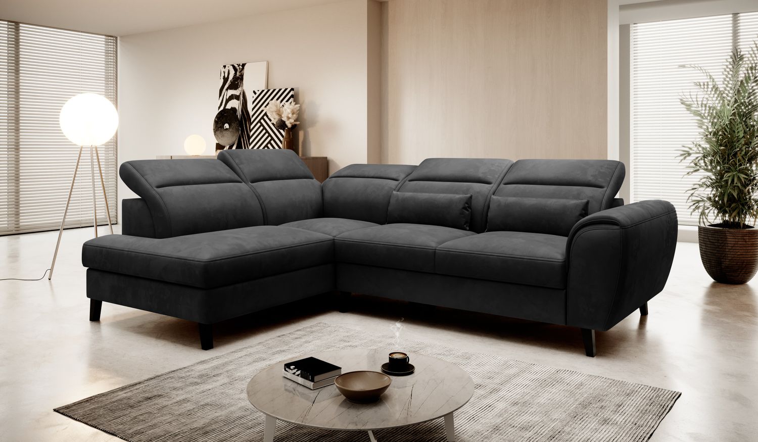 Corner Sleeper Sofa Noble 12 | size: Width: 255cm, Height: 100cm, Depth: 201cm | color: Nube | image: 1 | variant: 1015063
