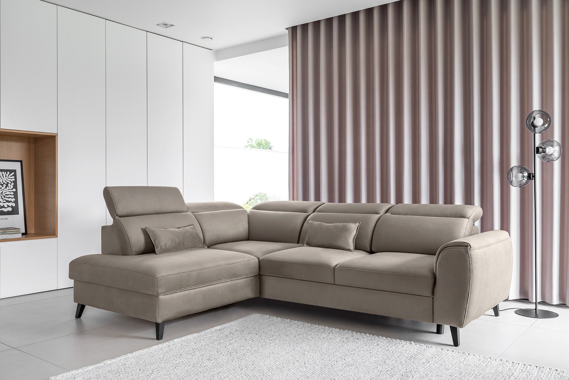 Corner Sleeper Sofa Noble 16 | size: Width: 255cm, Height: 100cm, Depth: 201cm | color: Savoi | image: 1 | variant: 1015067