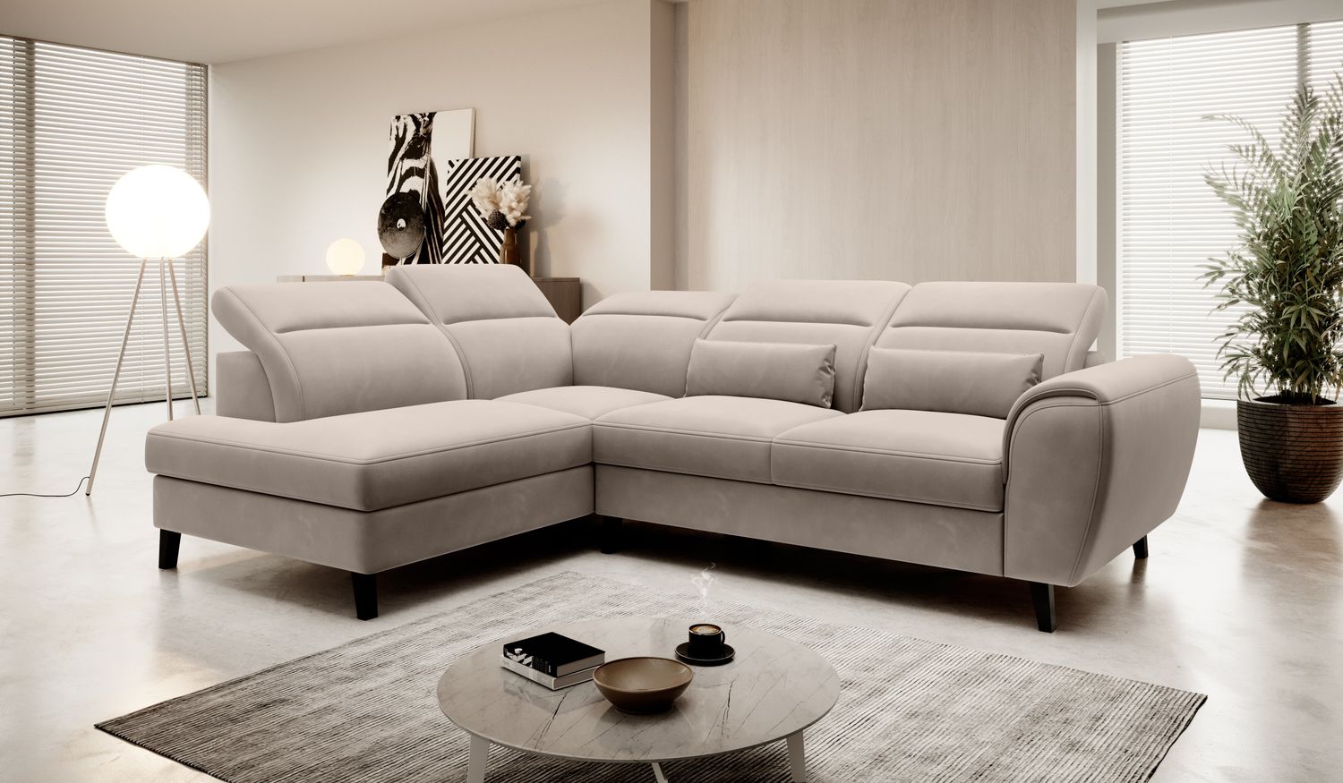 Corner Sleeper Sofa Noble 21 | size: Width: 255cm, Height: 100cm, Depth: 201cm | color: Sola | image: 1 | variant: 1015072