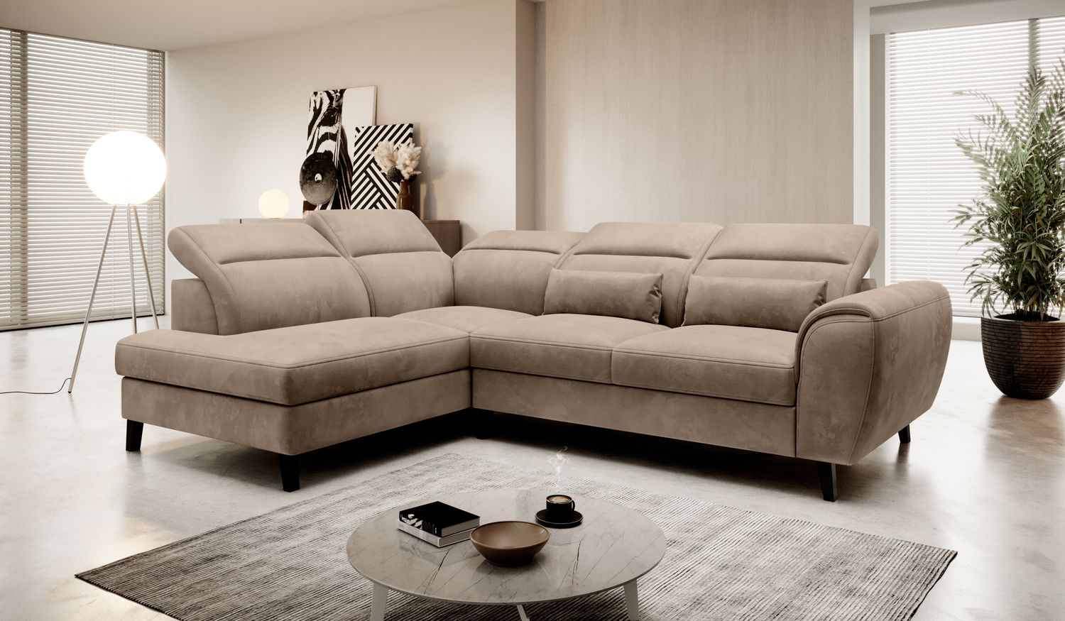 Corner Sleeper Sofa Noble 23 | size: Width: 255cm, Height: 100cm, Depth: 201cm | color: Nube | image: 1 | variant: 1015074