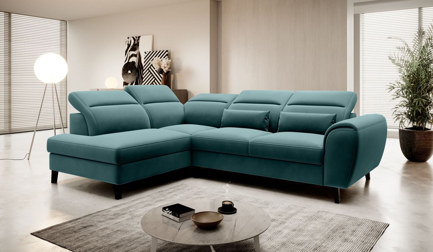 Corner Sleeper Sofa Noble 34 | size: Width: 255cm, Height: 100cm, Depth: 201cm | color: Velvetmat | image: 1 | variant: 1015085