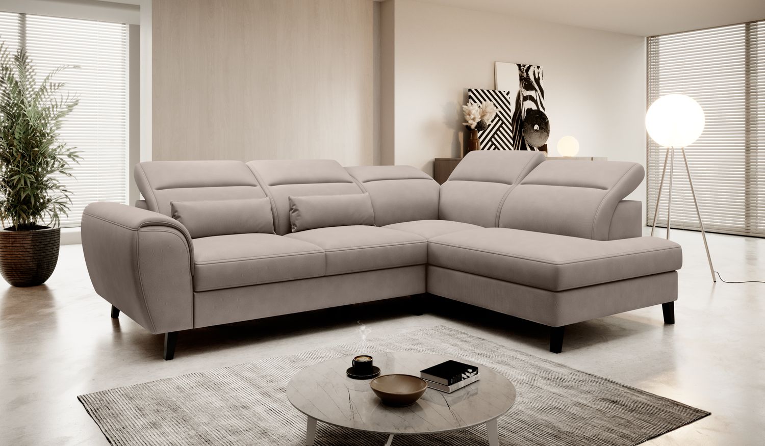Corner Sleeper Sofa Noble 59 | size: Width: 255cm, Height: 100cm, Depth: 201cm | color: Savoi | image: 1 | variant: 1015110