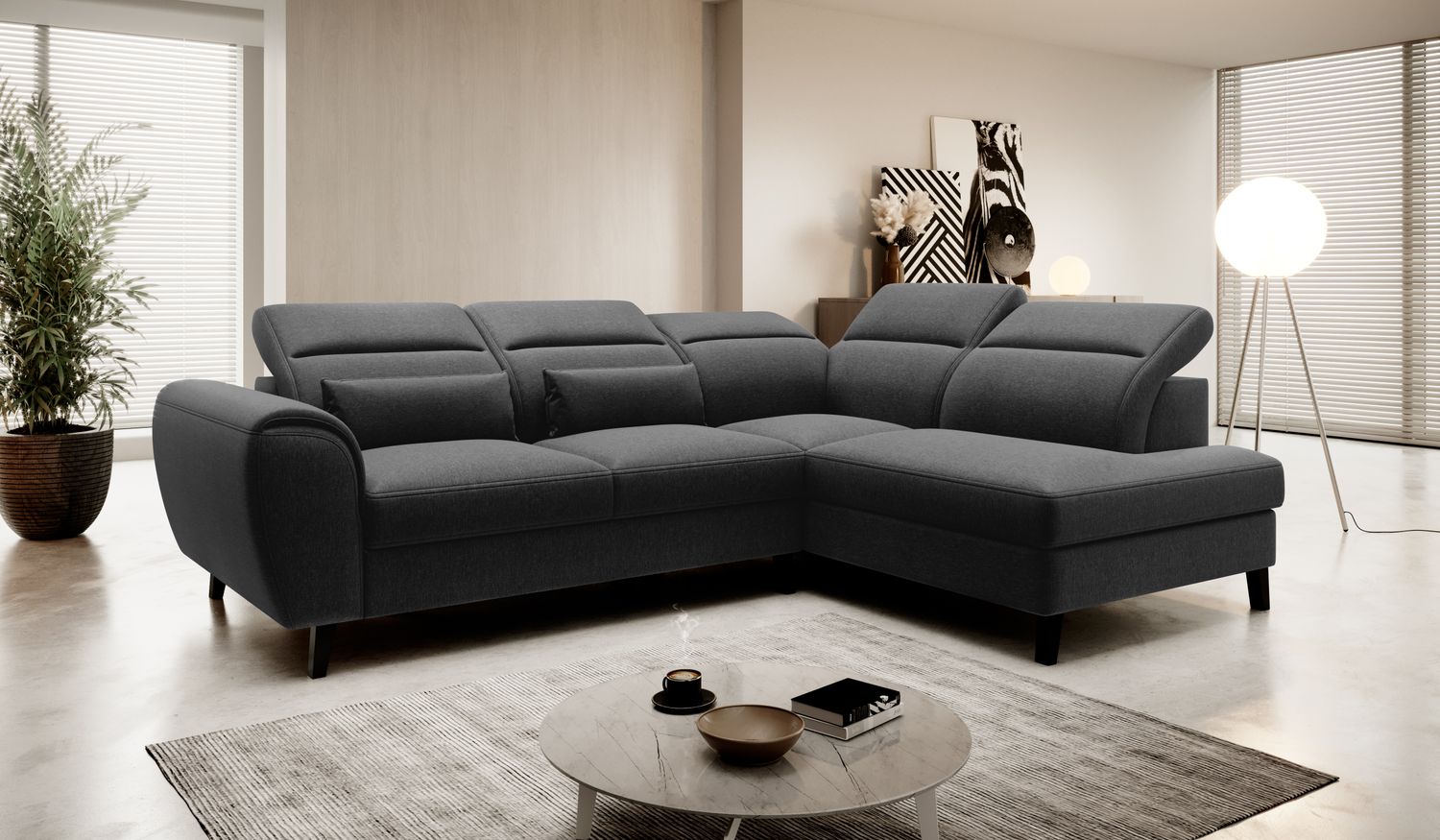 Corner Sleeper Sofa Noble 62 | size: Width: 255cm, Height: 100cm, Depth: 201cm | color: Flores | image: 1 | variant: 1015113