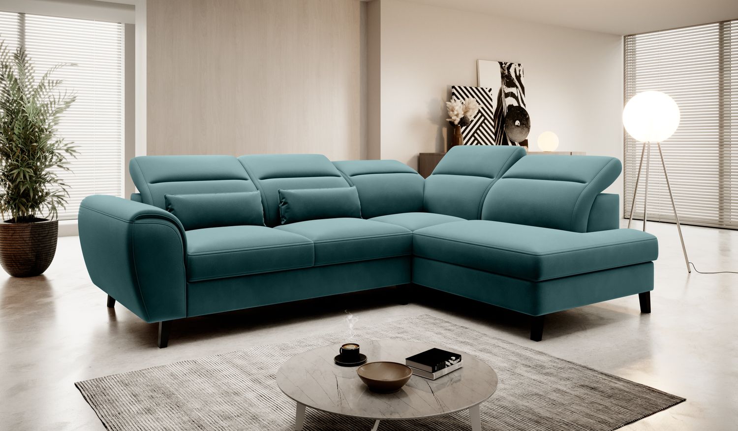 Corner Sleeper Sofa Noble 77 | size: Width: 255cm, Height: 100cm, Depth: 201cm | color: Velvetmat | image: 1 | variant: 1015128