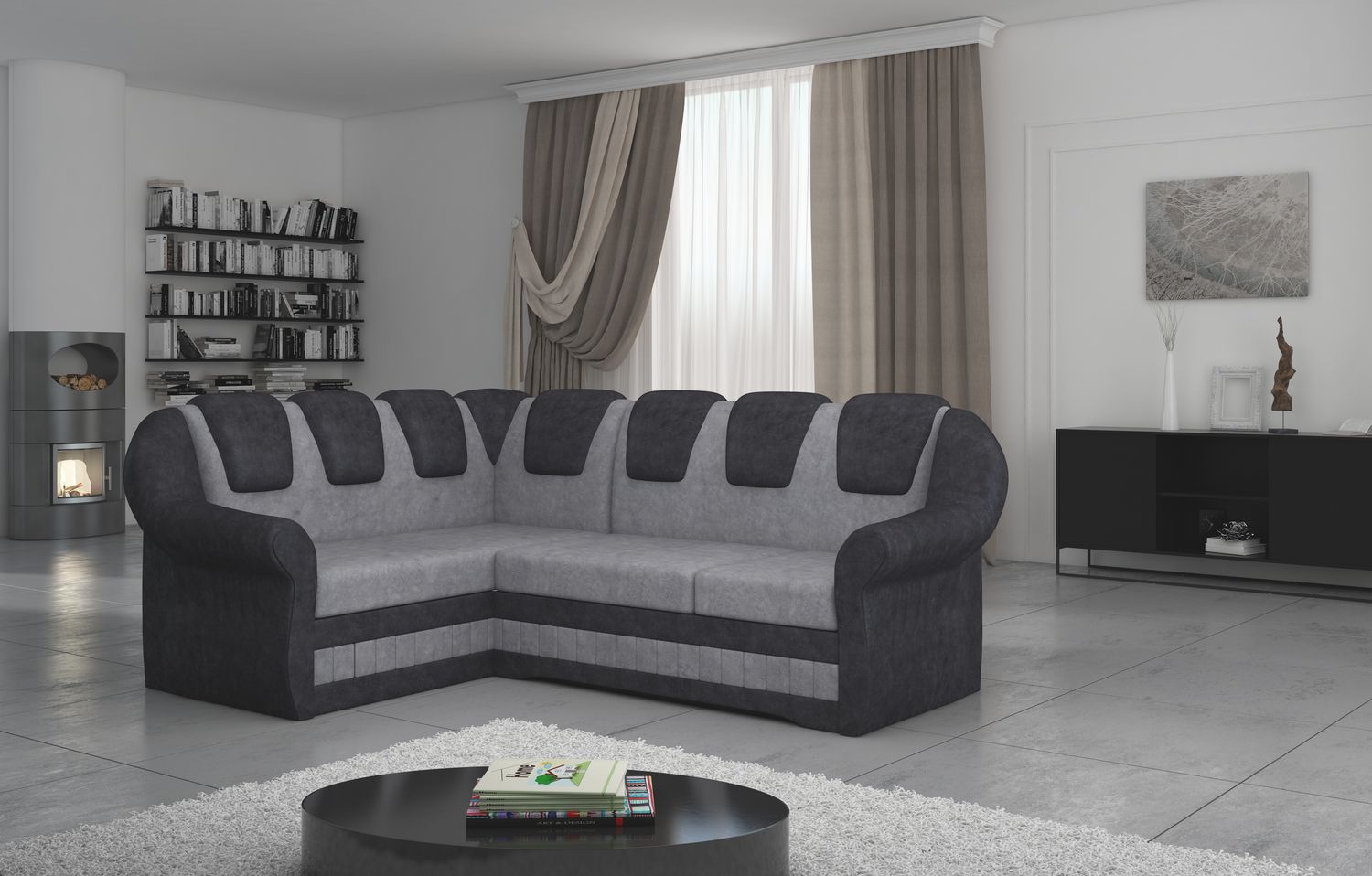 Corner Sleeper Sofa Oakham 2 | size: Width: 243cm, Height: 105cm, Depth: 55cm | color: Dora | image: 1 | variant: 1016766