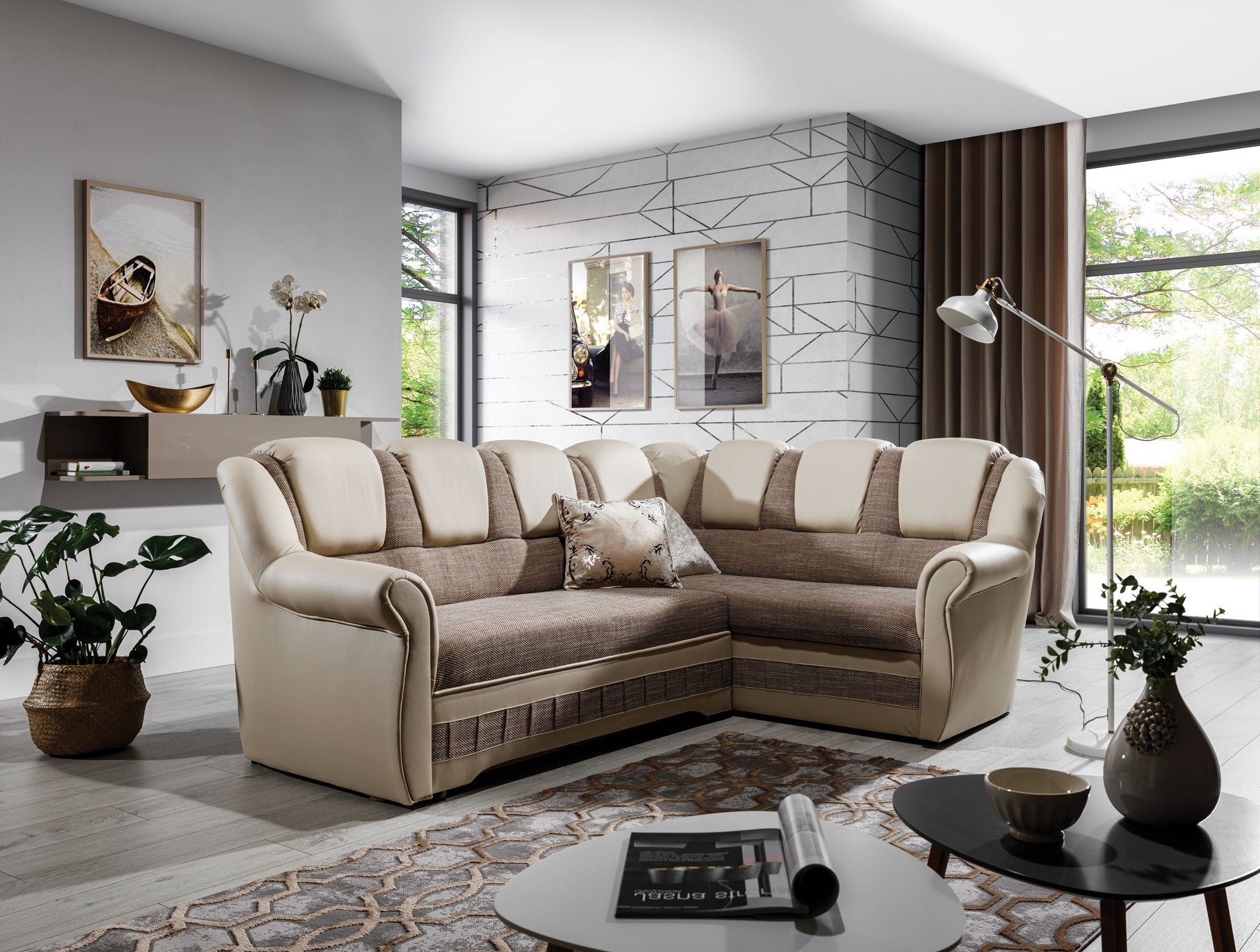 Corner Sleeper Sofa Oakham 23 | size: Width: 243cm, Height: 105cm, Depth: 55cm | color: Berlin/Soft | image: 1 | variant: 1016787