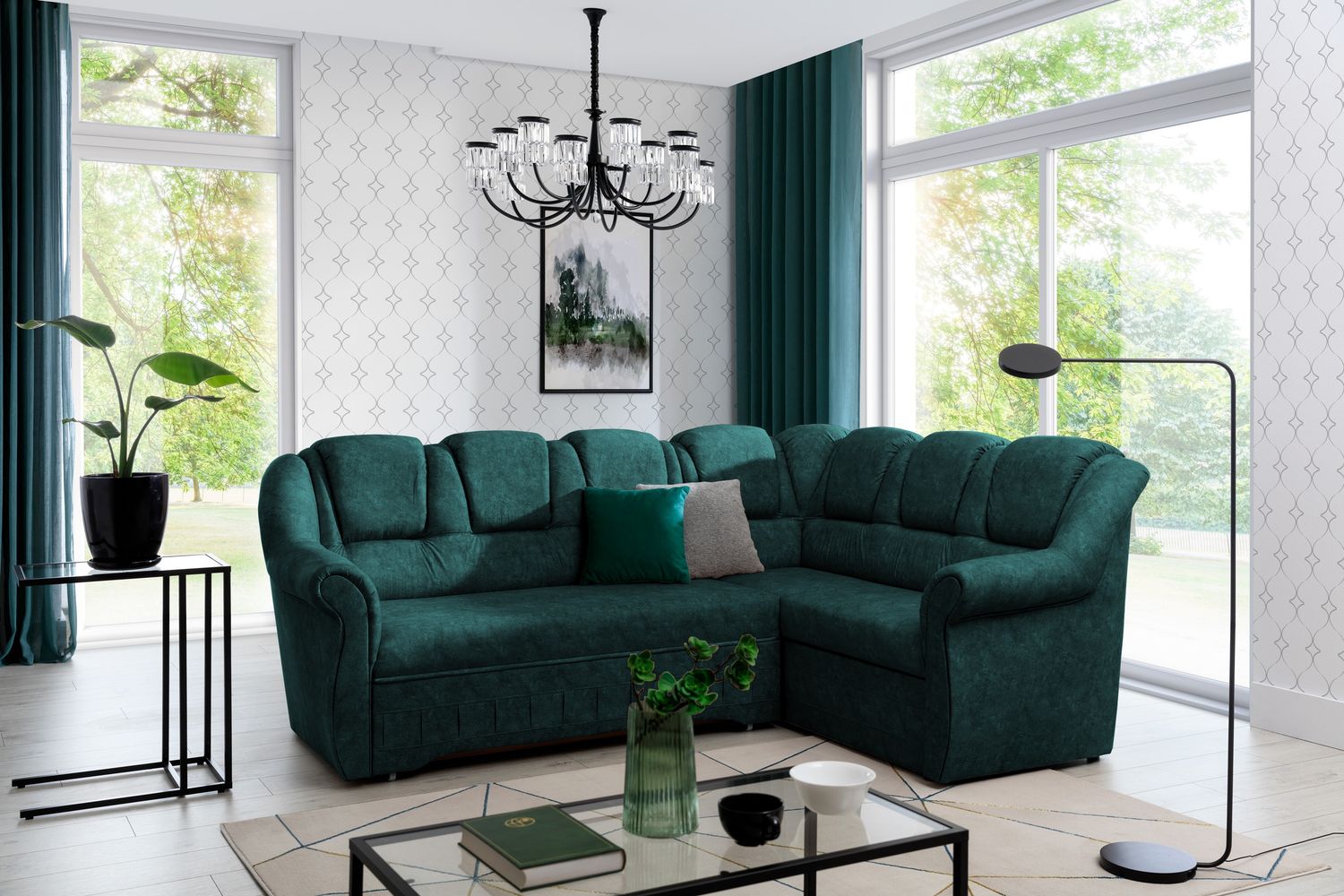Corner Sleeper Sofa Oakham 40 | size: Width: 243cm, Height: 105cm, Depth: 190cm | color: Dora | image: 1 | variant: 1016804