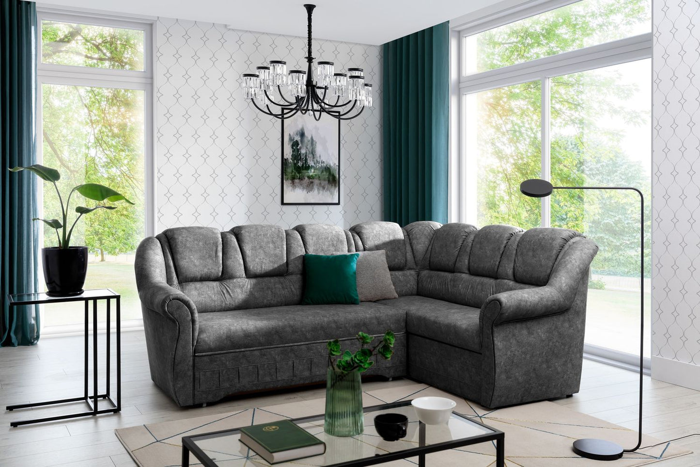 Corner Sleeper Sofa Oakham 42 | size: Width: 243cm, Height: 105cm, Depth: 190cm | color: Dora | image: 1 | variant: 1016806