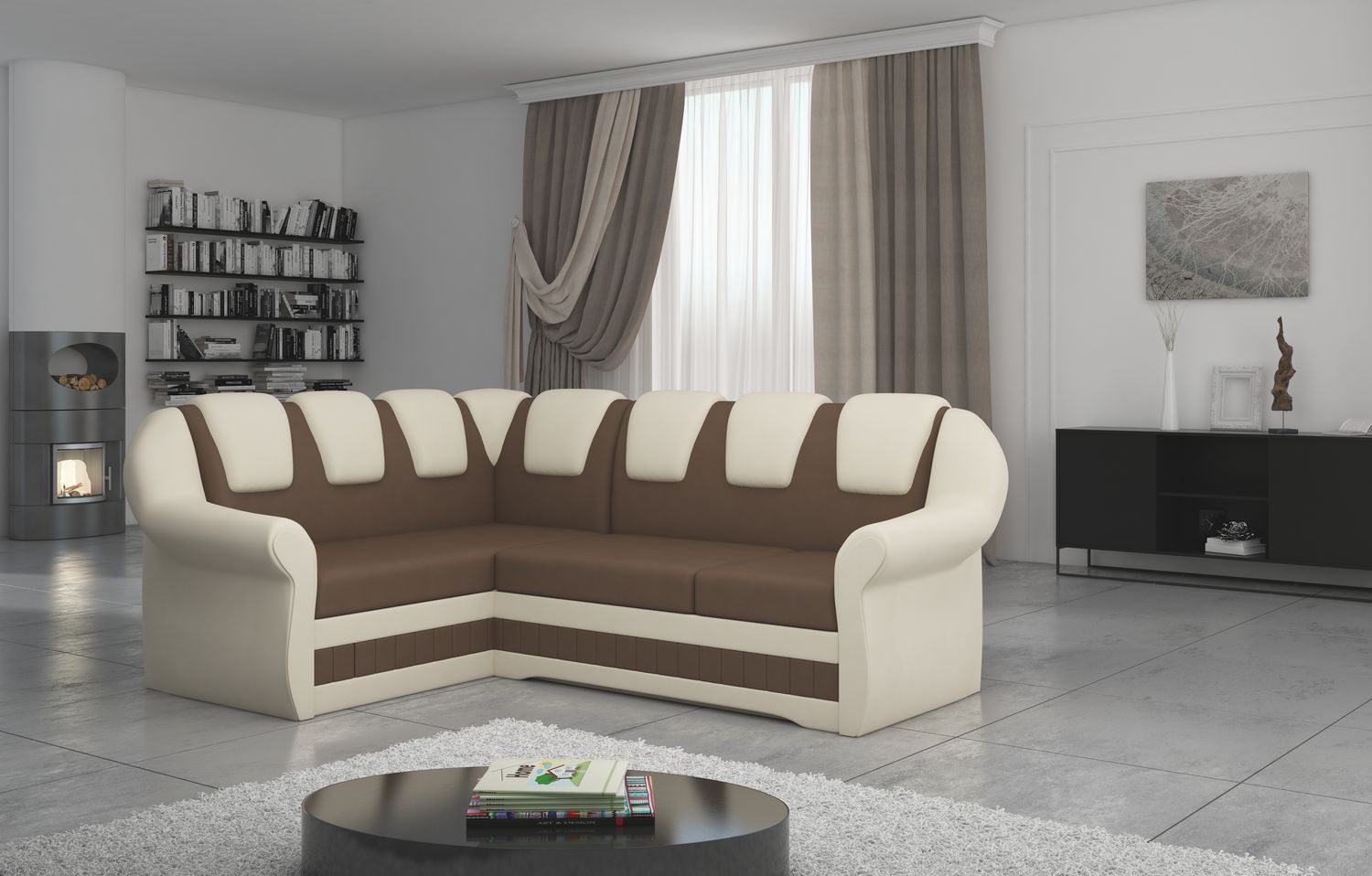 Corner Sleeper Sofa Oakham 5 | size: Width: 243cm, Height: 105cm, Depth: 55cm | color: Soft | image: 1 | variant: 1016769