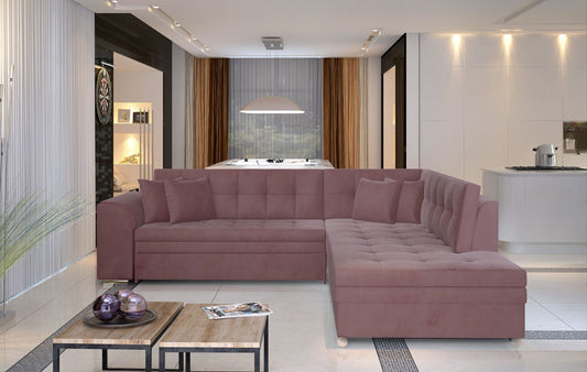 Corner Sleeper Sofa Pieretta 43 | size: Width: 260cm, Height: 80cm, Depth: 58cm | color: Mat/Velvet | image: 1 | variant: 1016327