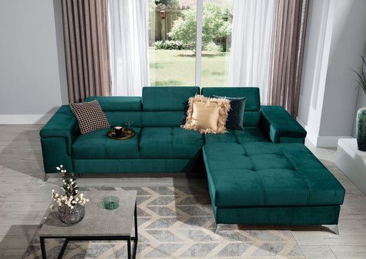 Corner Sleeper Sofa Ricardo 4 | size: Width: 281cm, Height: 88cm, Depth: 205cm | color: Green | image: 1 | variant: 1014010