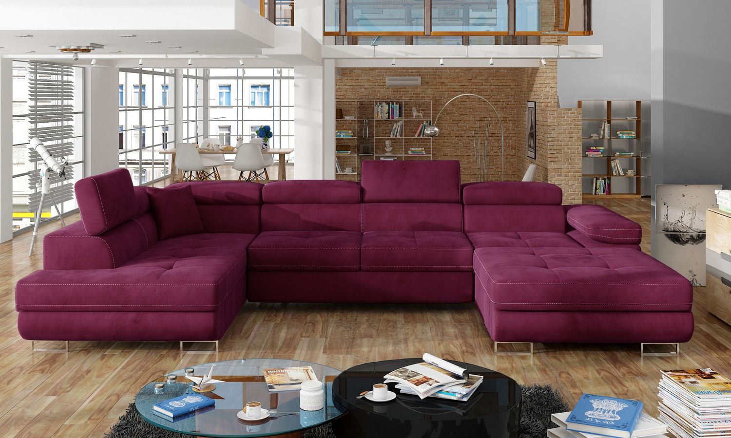Corner Sleeper Sofa Rodrigo 12 | size: Width: 345cm, Height: 90cm, Depth: 58cm | color: Mat/Velvet | image: 1 | variant: 1016380