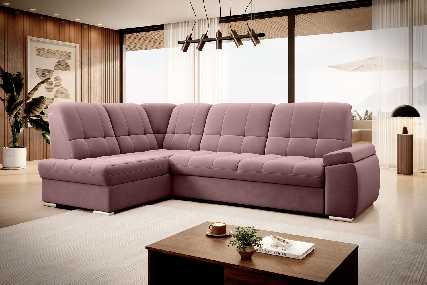 Corner Sleeper Sofa Sado 25 | size: Width: 272cm, Height: 95cm, Depth: 192cm | color: Velvetmat | image: 1 | variant: 1015213