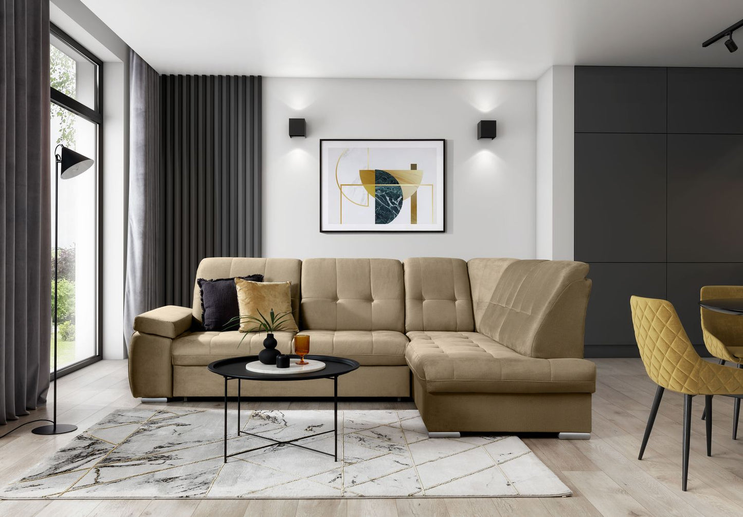 Corner Sleeper Sofa Sado 59 | size: Width: 272cm, Height: 95cm, Depth: 192cm | color: Nube | image: 1 | variant: 1015247
