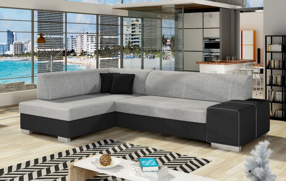 Corner Sleeper Sofa Salisbury | size: Width: 268cm, Height: 73cm, Depth: 167cm | color: Black/Grey | image: 0 | variant: 1008859