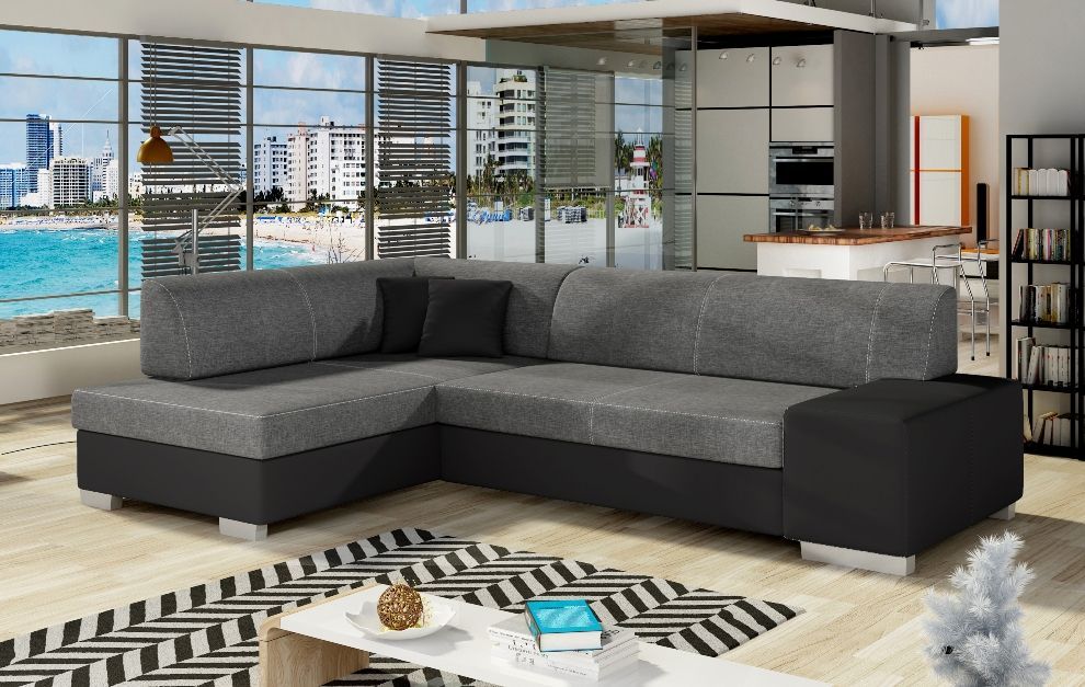 Corner Sleeper Sofa Salisbury | size: Width: 268cm, Height: 73cm, Depth: 167cm | color: Black/Grey | image: 0 | variant: 1008862