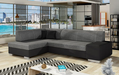 Corner Sleeper Sofa Salisbury | size: Width: 268cm, Height: 73cm, Depth: 167cm | color: Black/Grey | image: 0 | variant: 1008862
