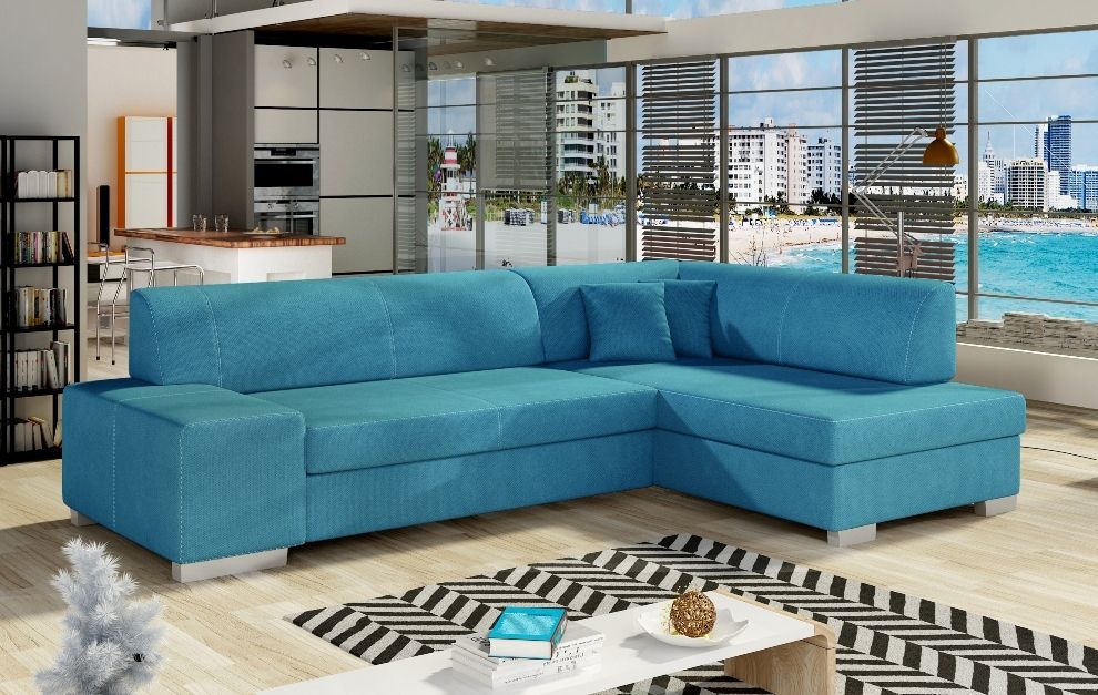 Corner Sleeper Sofa Salisbury | size: Width: 268cm, Height: 73cm, Depth: 167cm | color: Blue | image: 0 | variant: 1008867