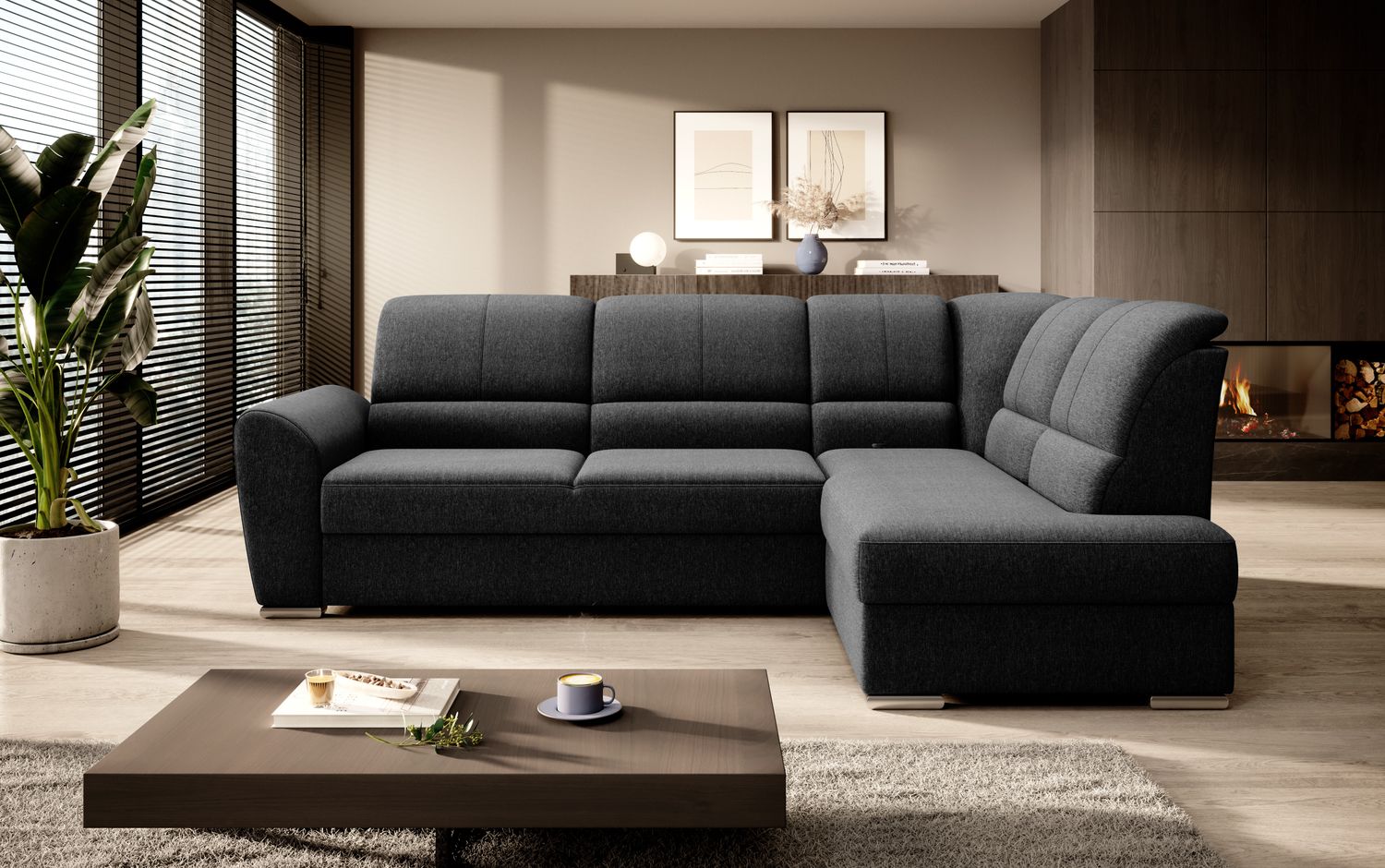 Corner Sleeper Sofa Siber 57 | size: Width: 270cm, Height: 93cm, Depth: 186cm | color: Flores | image: 1 | variant: 1015325