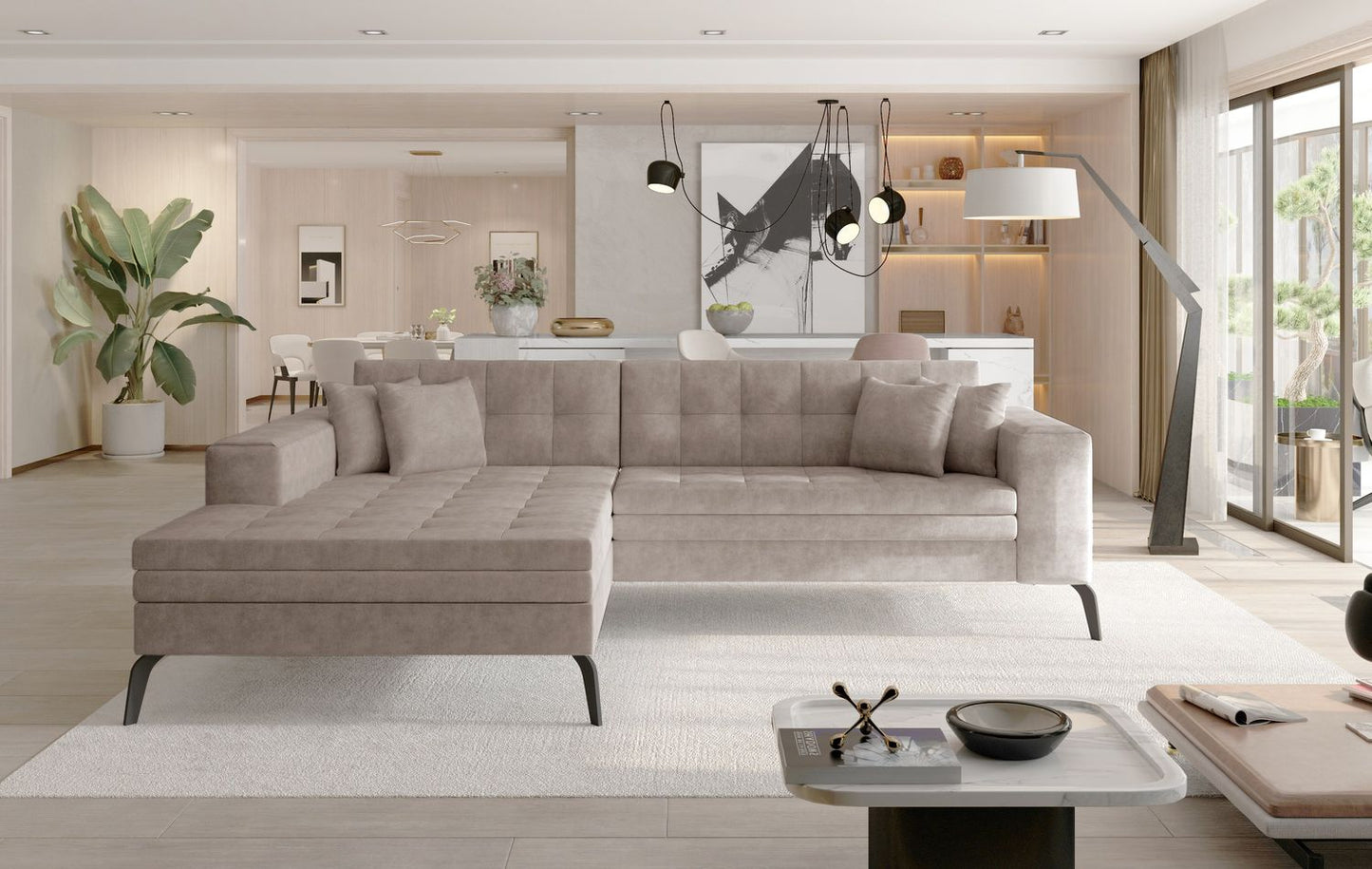 Corner Sleeper Sofa Solange 17 | size: Width: 292cm, Height: 80cm, Depth: 196cm | color: Dora | image: 1 | variant: 1016426