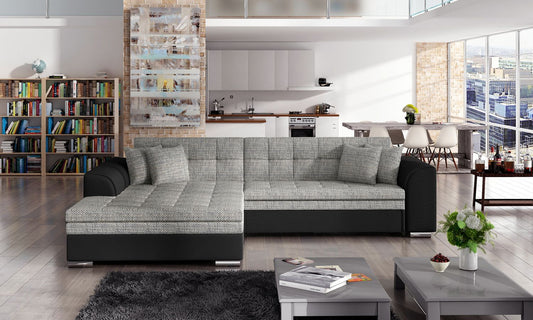 Corner Sleeper Sofa Sorento 1 | size: Width: 296cm, Height: 78cm, Depth: 194cm | color: Black/Grey | image: 1 | variant: 1014014