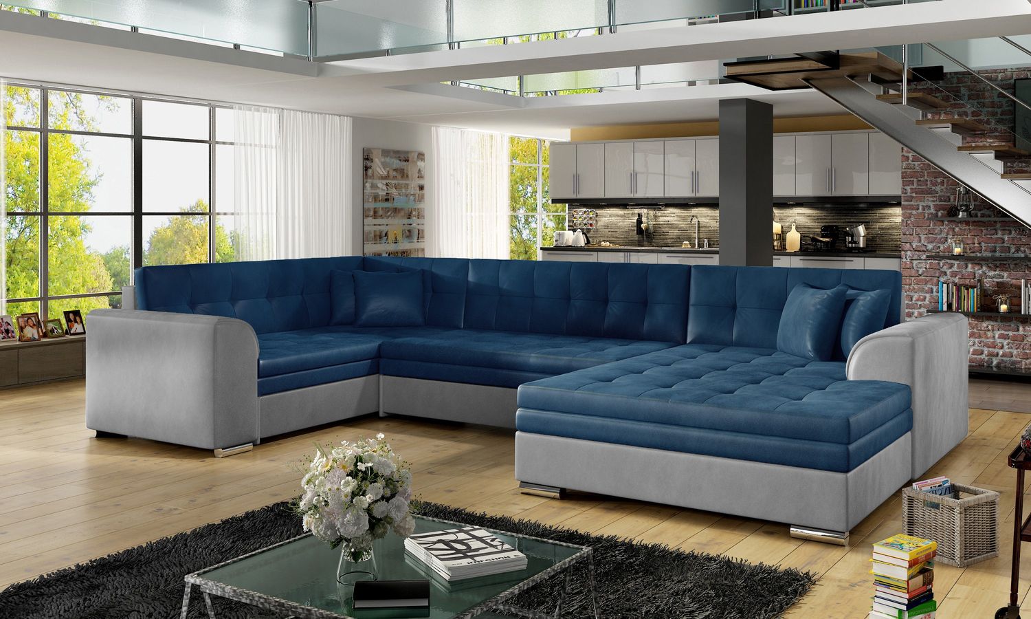 Corner Sleeper Sofa St Ives 8 | size: Width: 338cm, Height: 78cm, Depth: 189cm | color: Monolith | image: 1 | variant: 1016375