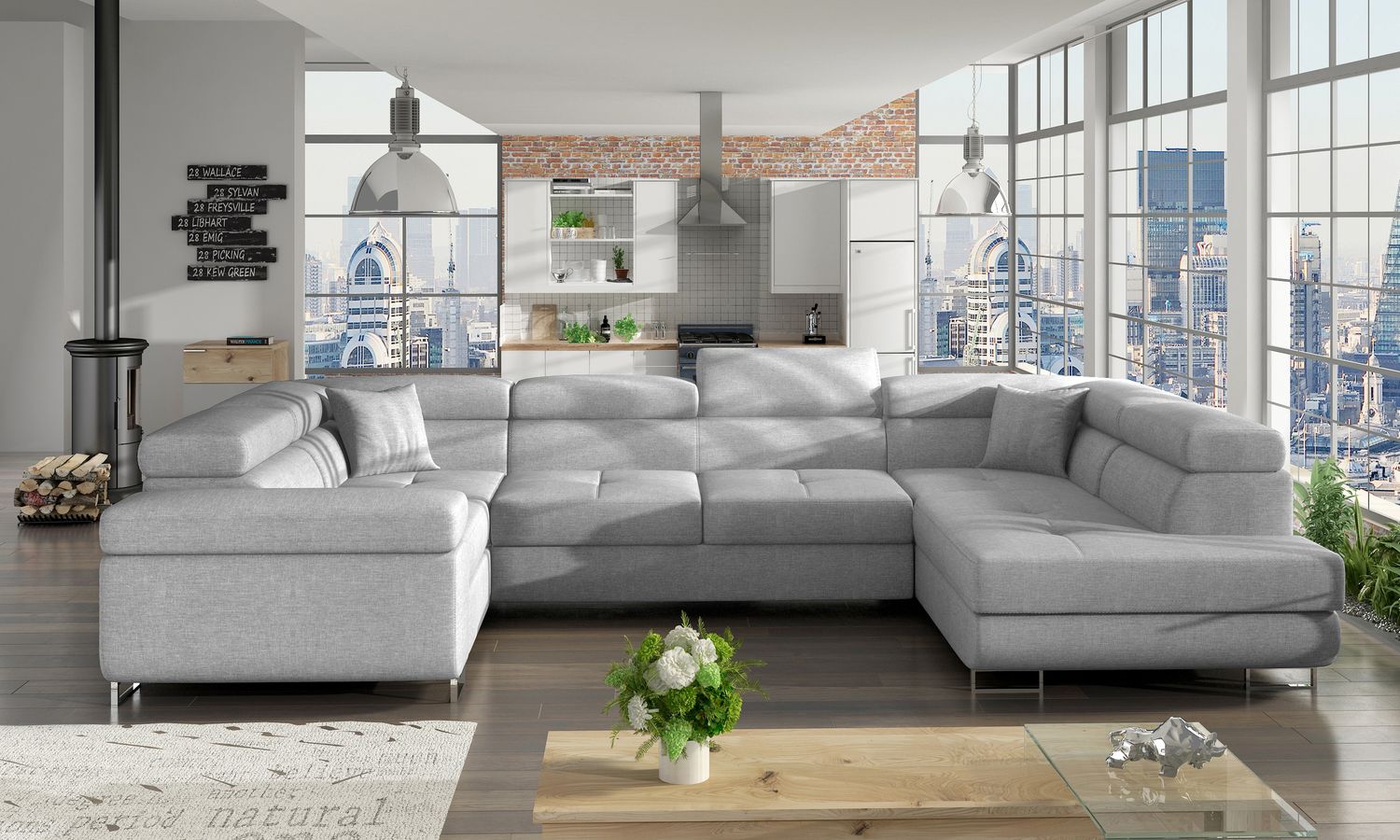 Corner Sleeper Sofa Stamford 50 | size: Width: 202cm, Height: 90cm, Depth: 58cm | color: Sawana | image: 1 | variant: 1016756