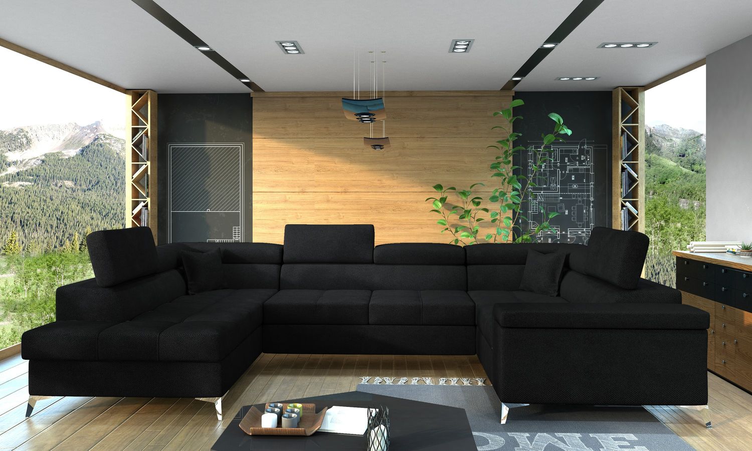 Corner Sleeper Sofa Thiago 10 | size: Width: 202cm, Height: 90cm, Depth: 60cm | color: Kronos | image: 1 | variant: 1016478